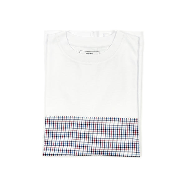 Check Panel T-Shirt – White/Blue