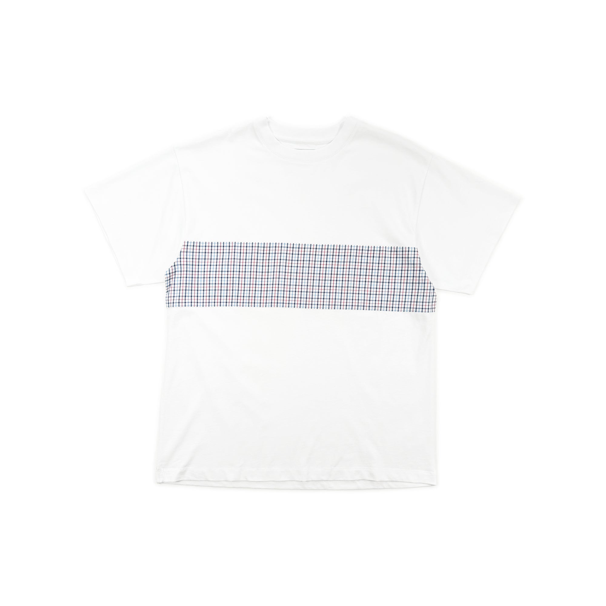 Check Panel T-Shirt – White/Blue