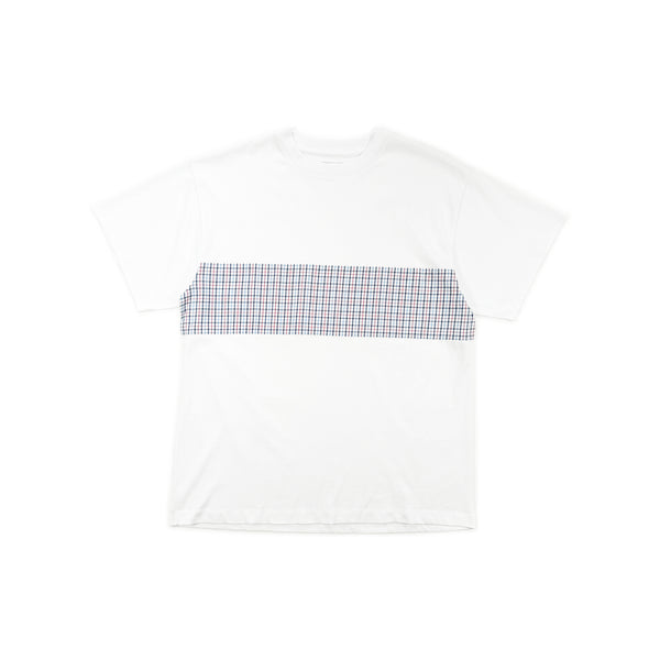 Check Panel T-Shirt – White/Blue