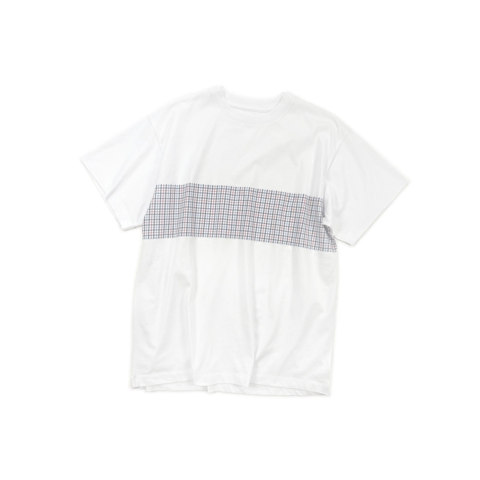 Check Panel T-Shirt – White/Blue