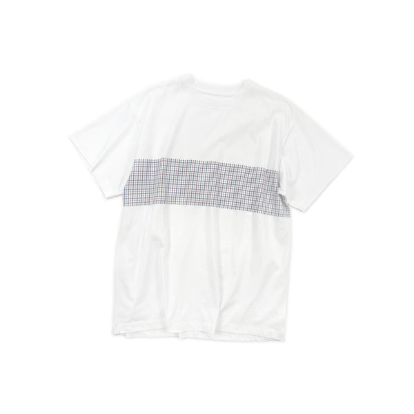 Check Panel T-Shirt – White/Blue