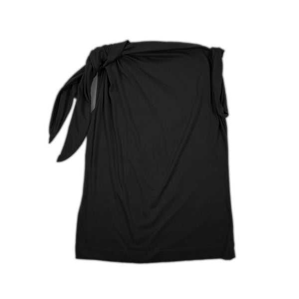Asymmetric Tie Shoulder Top – Black