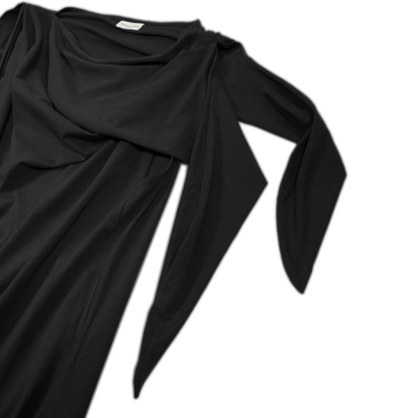 Asymmetric Tie Shoulder Top – Black