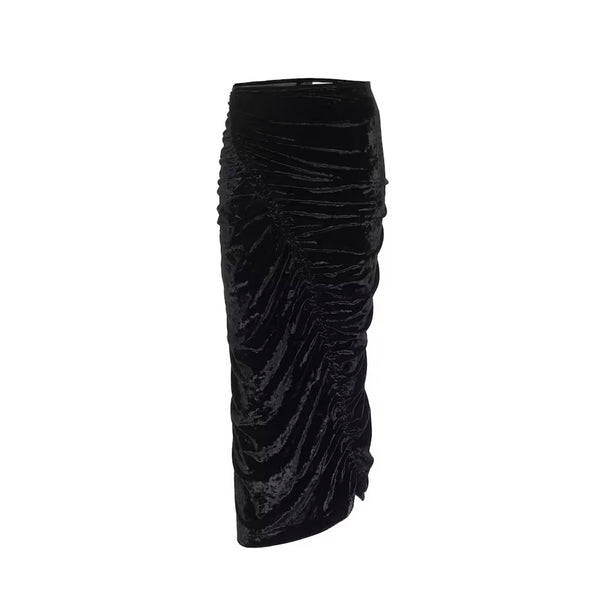 Crushed Velvet Midi Skirt