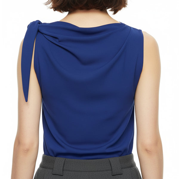 Asymmetric Tie Shoulder Top – Cobalt