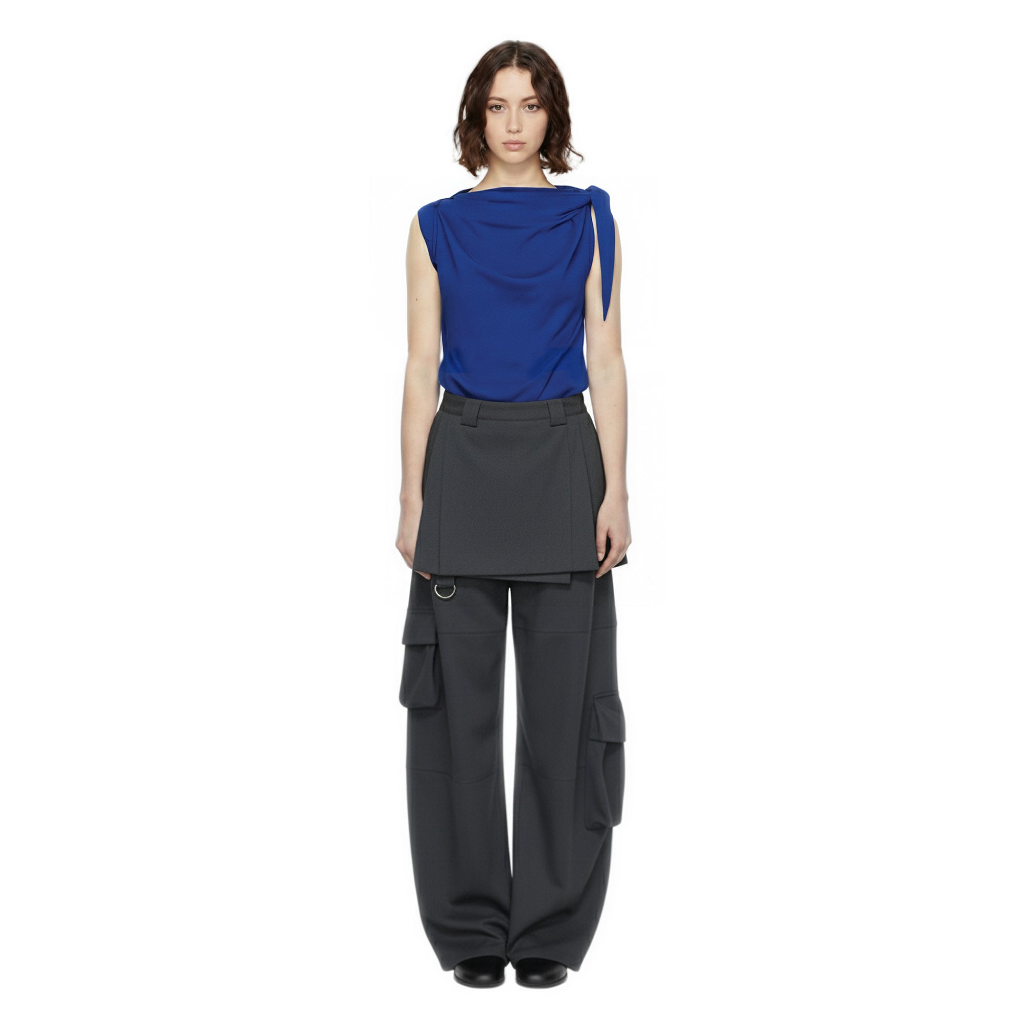 Asymmetric Tie Shoulder Top – Cobalt