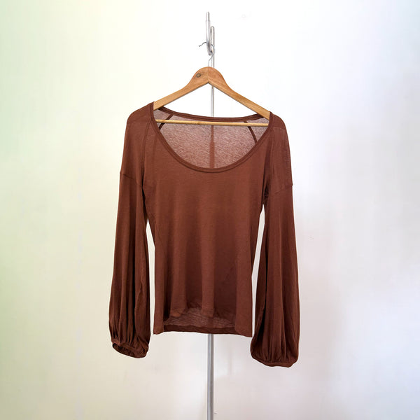 Ultra-fine Bell Sleeve Top – Brown