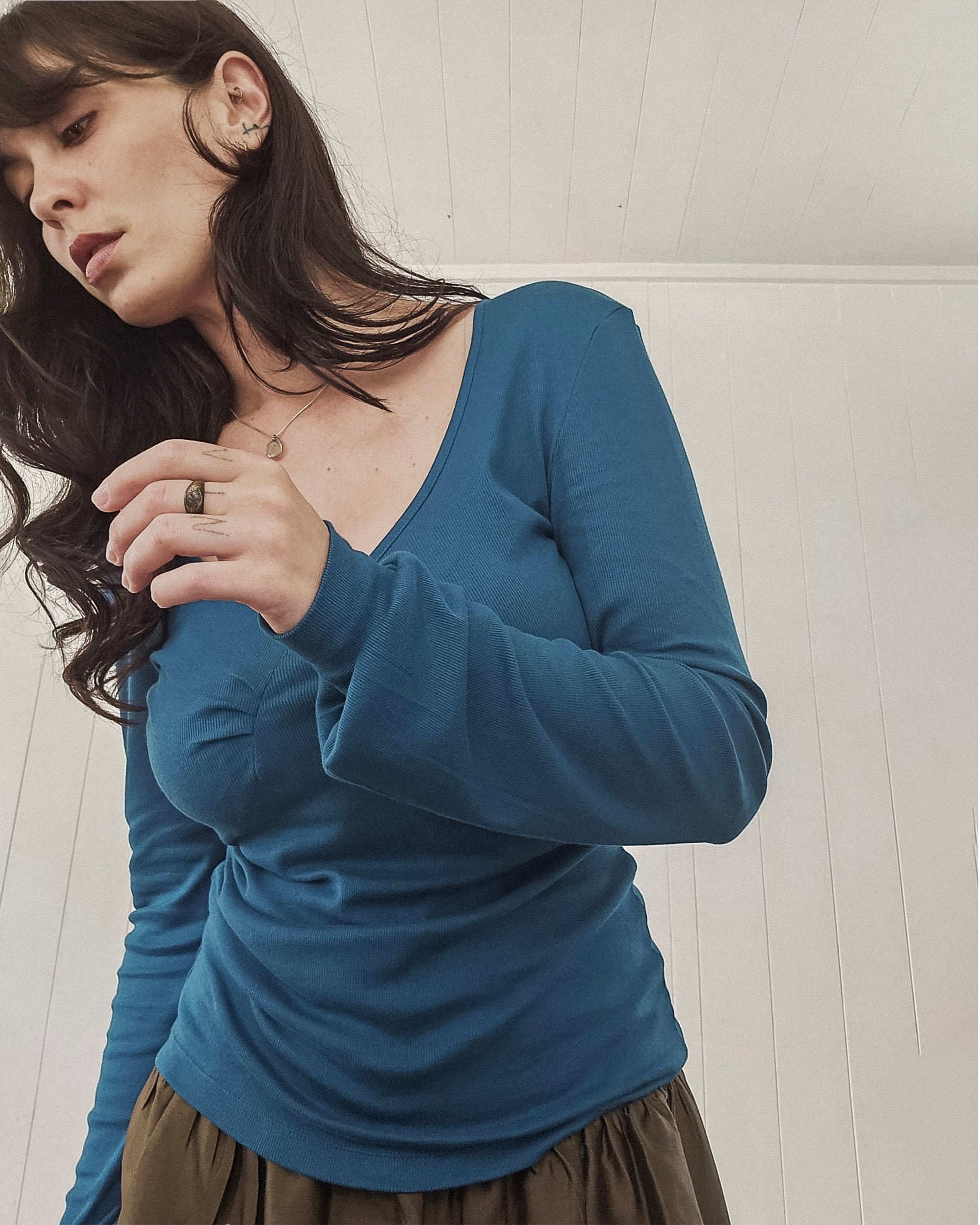 Ribbed Cotton Long Sleeve - Teal