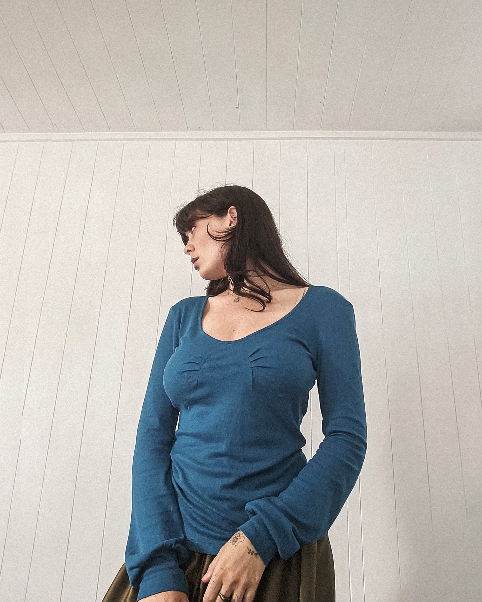Ribbed Cotton Long Sleeve - Teal