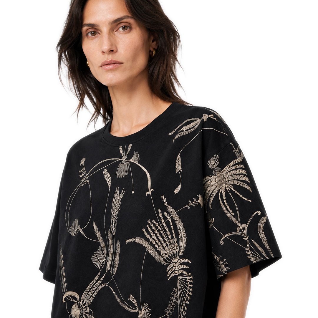 Embroidered Oversized T-shirt Black