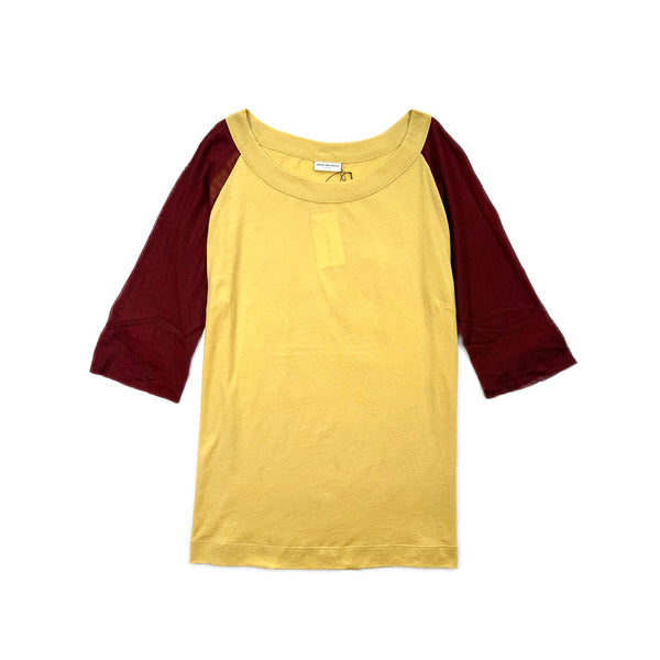 Two Tone Mesh Sleeve Raglan Top