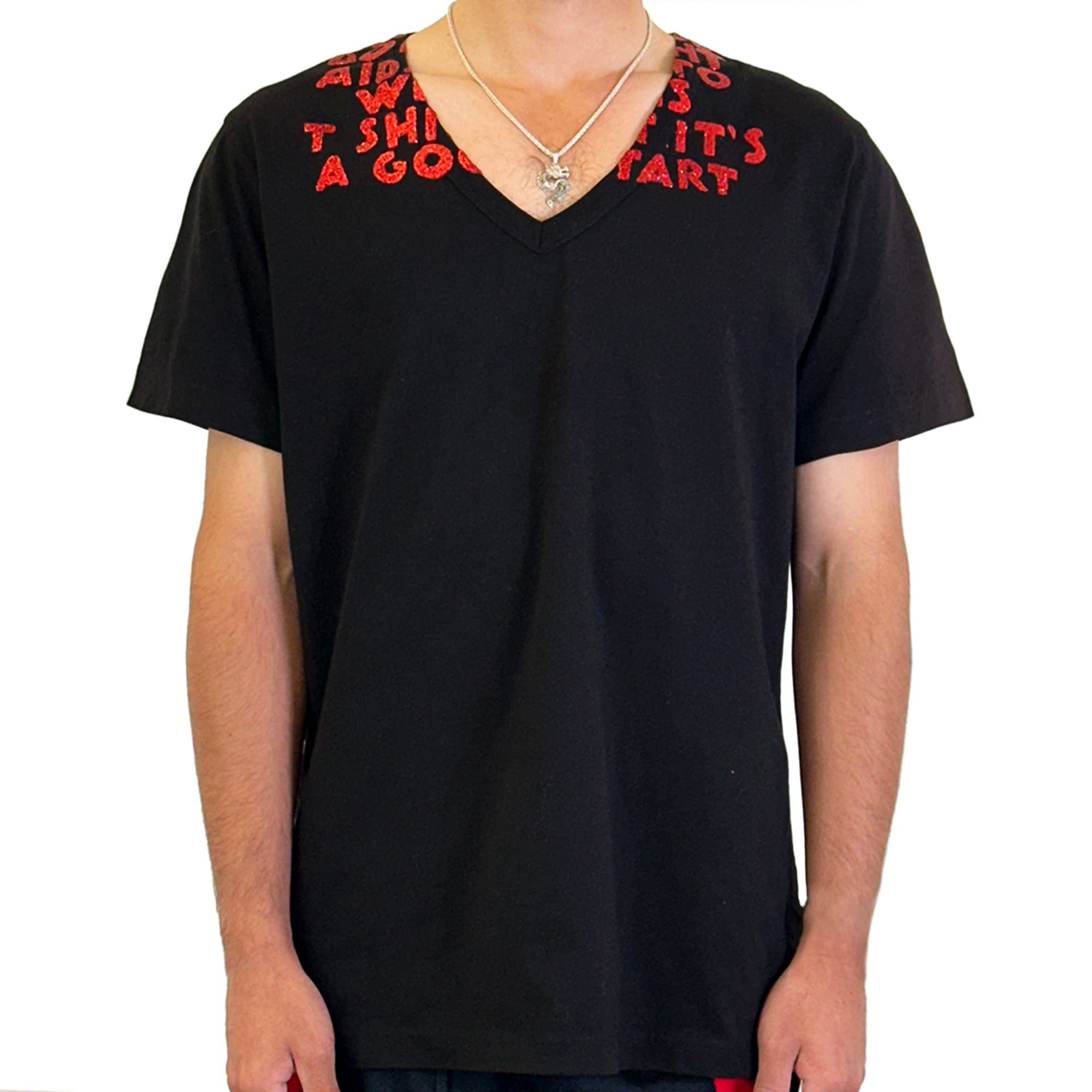 AIDS Charity T-shirt – Black/Red