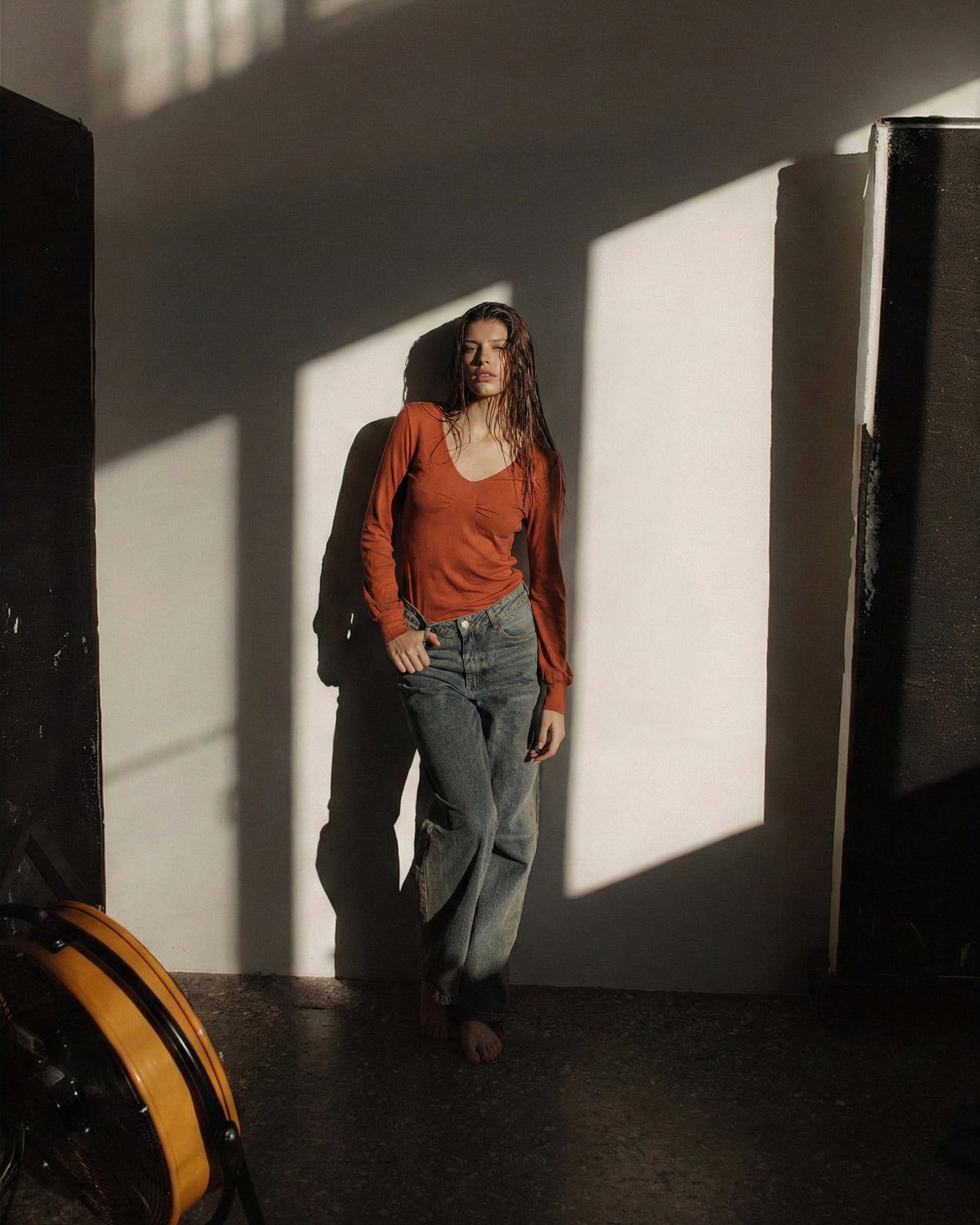 Ribbed Cotton Long Sleeve - Blood Orange