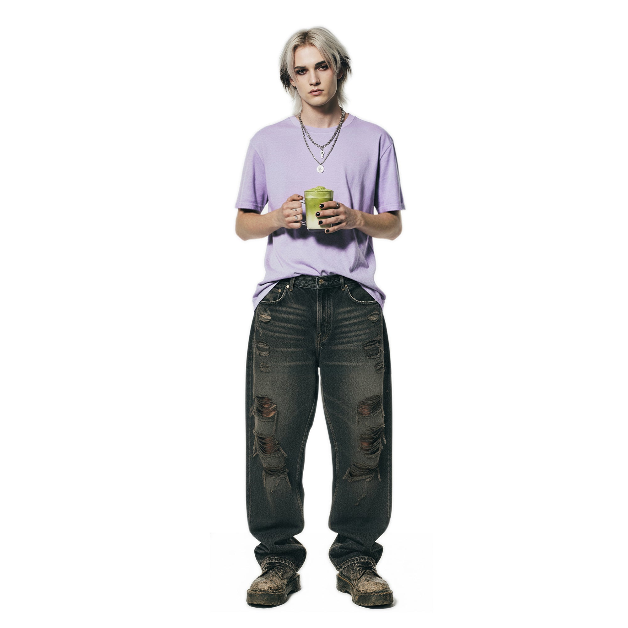 Line 10  T-shirt - Enzyme Washed Lilac