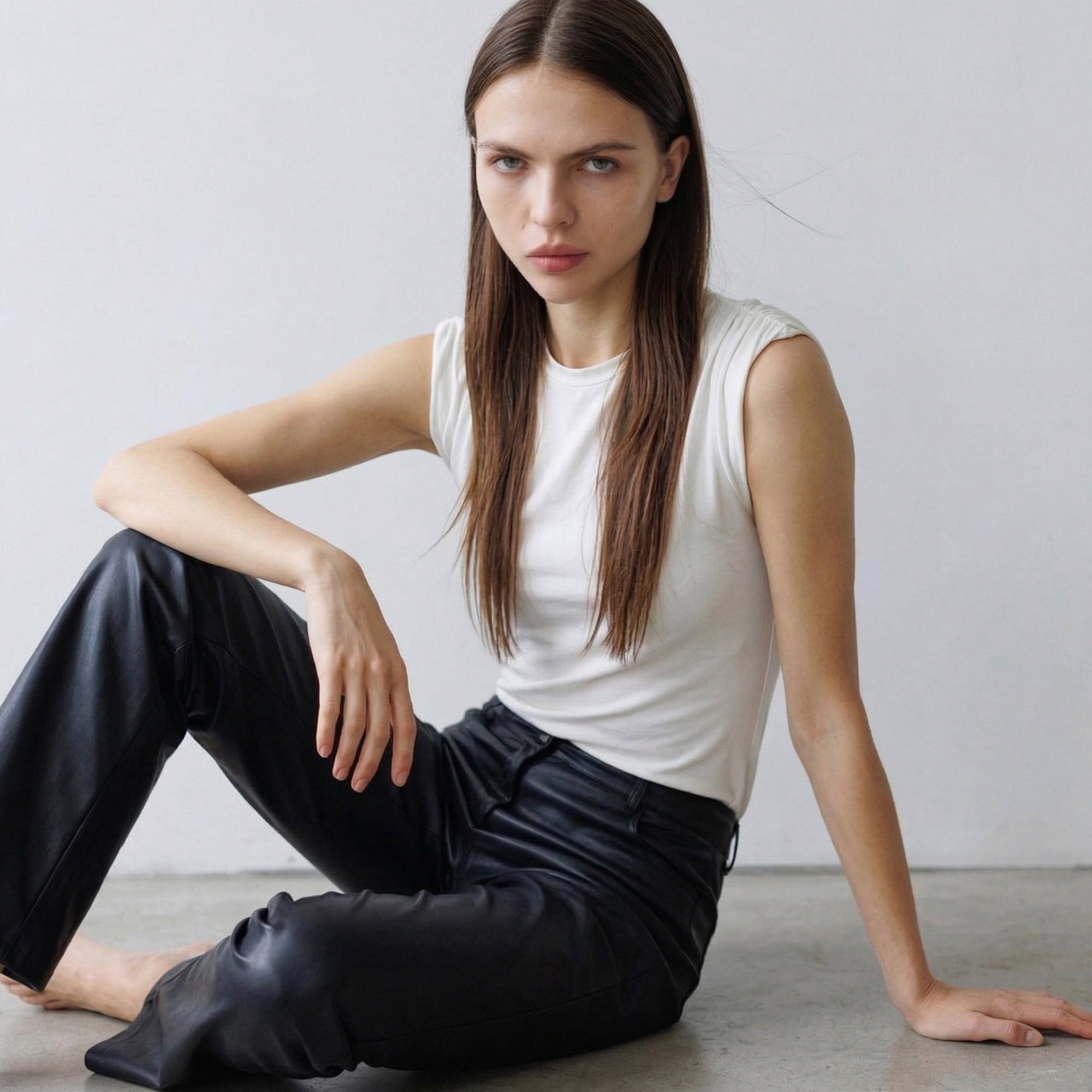 Scrunched Shoulder Tank White
