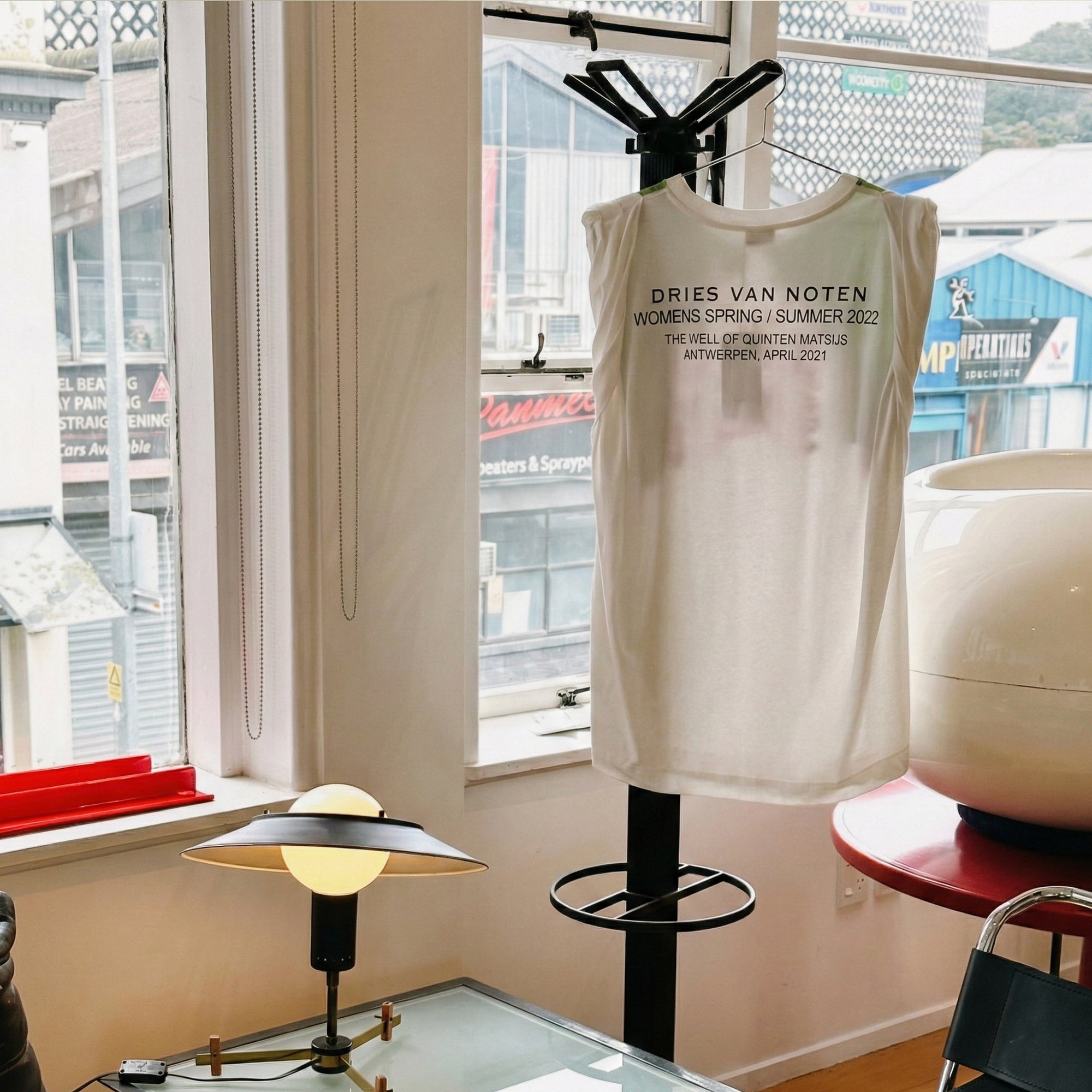 Hetty Blurry-print Twist Shoulder Top – Off White